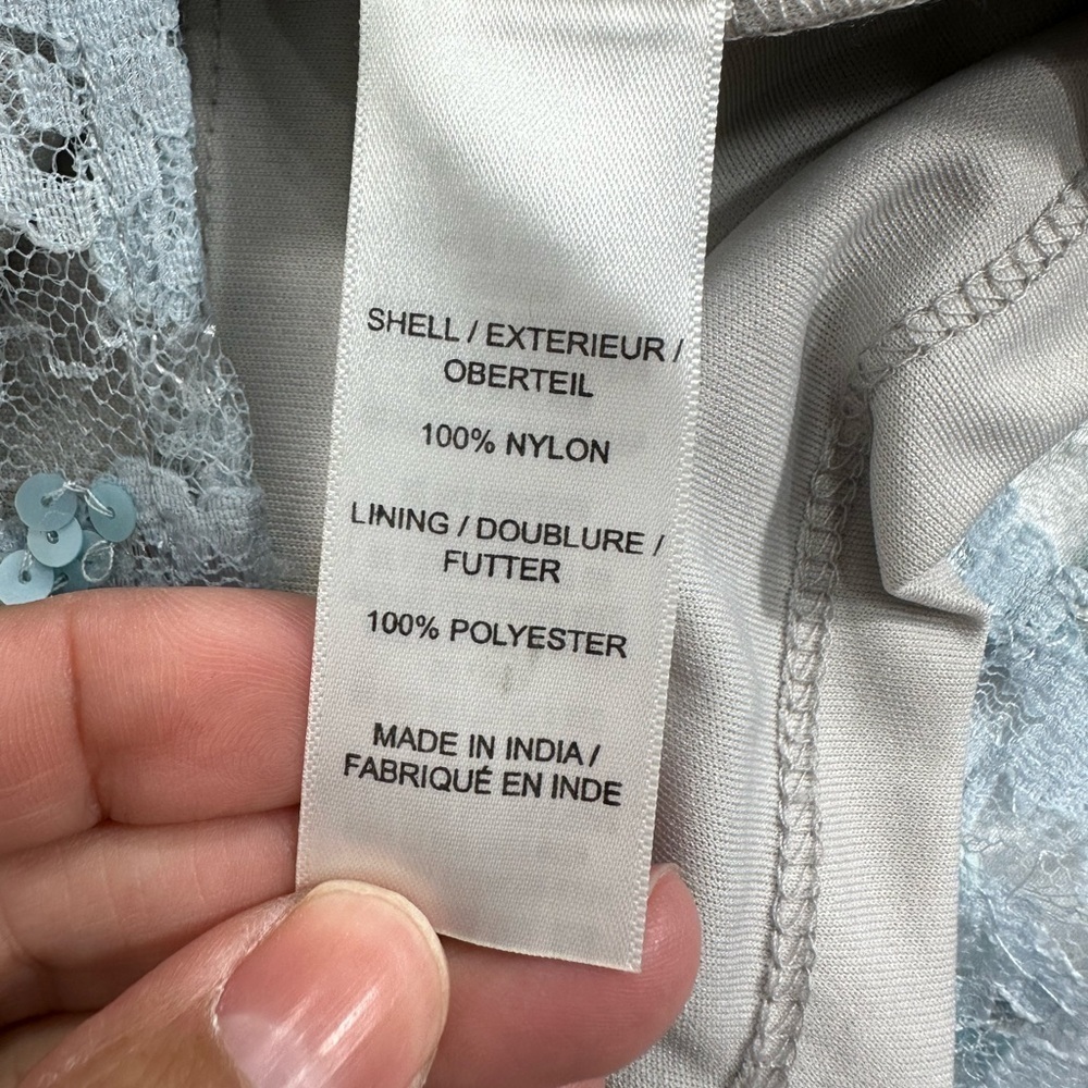 Aidan Mattox Pale Blue Embellished Long-Sleeve Mini Dress - Picture 14 of 15